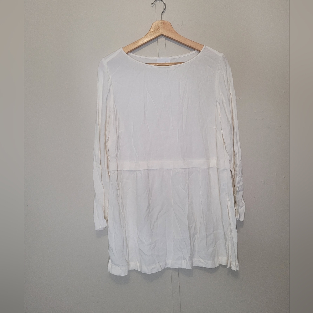 J. Jill Blouse Womens Size Medium Petite White Rayon 3/4 Sleeve